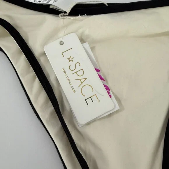 NWT L*SPACE Cream & Black Nora Bitsy Bikini Bottoms - Picture 8 of 10
